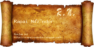 Rapai Nándor névjegykártya