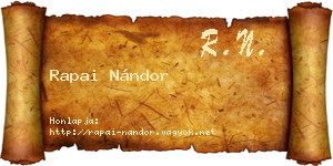 Rapai Nándor névjegykártya